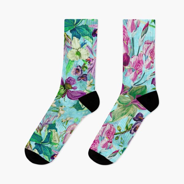 Item preview, Exotic dreamy floral heaven, botanical illustration, flowers pattern, blue grey floral designed and sold by ZeinabTaha.