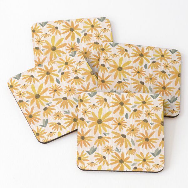 Item preview, Yellow floral pattern with stripes in the background designed and sold by LaCollineStudio.