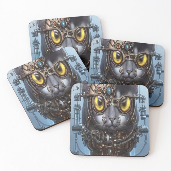 Item preview, Big Eye Steam Punk Meow Cute Cat for Cat Lovers designed and sold by aventi24.