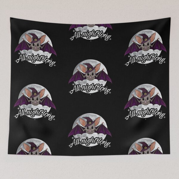 Item preview, adorable flying warlock bat in night sky with full moon | digital art | nightshift | Halloween designed and sold by DigitalEurydice.