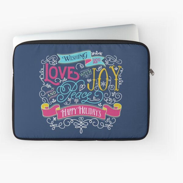 Love Joy Peace Christmas Typography Happy Holidays Banner Laptop Sleeve