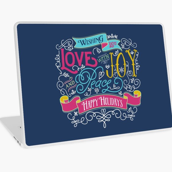 Love Joy Peace Christmas Typography Happy Holidays Banner Laptop Skin