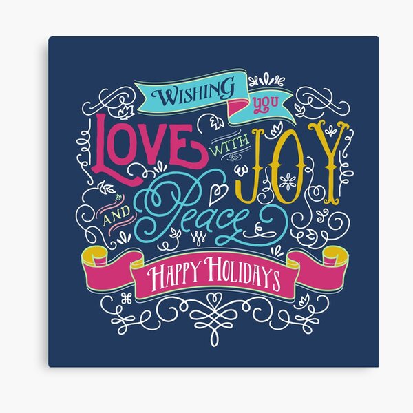 Love Joy Peace Christmas Typography Happy Holidays Banner Canvas Print
