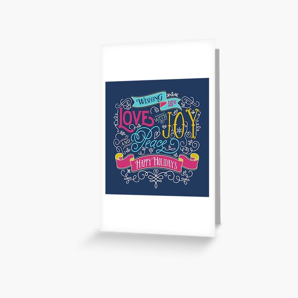 Love Joy Peace Christmas Typography Happy Holidays Banner Greeting Card