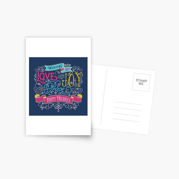 Love Joy Peace Christmas Typography Happy Holidays Banner Postcard