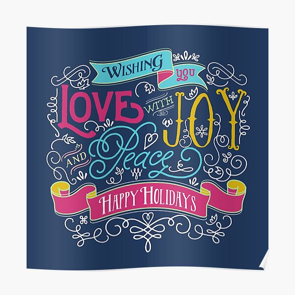 Love Joy Peace Christmas Typography Happy Holidays Banner Poster