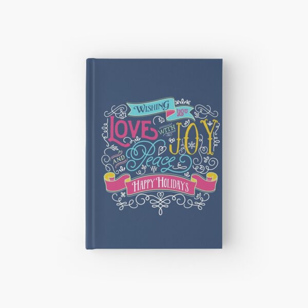 Love Joy Peace Christmas Typography Happy Holidays Banner Hardcover Journal