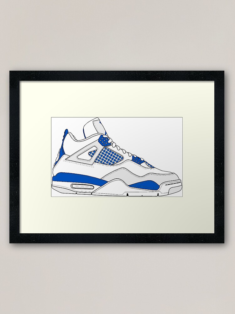 Air Jordan Iv 4 Military Blue Framed Art Print By Gaeldesmarais Redbubble