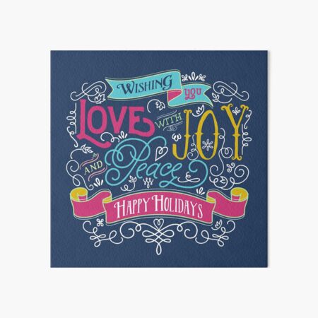 Love Joy Peace Christmas Typography Happy Holidays Banner Art Board Print