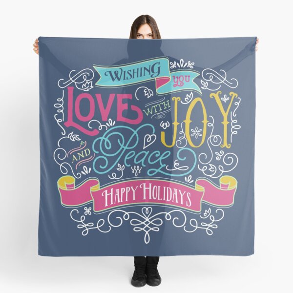 Love Joy Peace Christmas Typography Happy Holidays Banner Scarf
