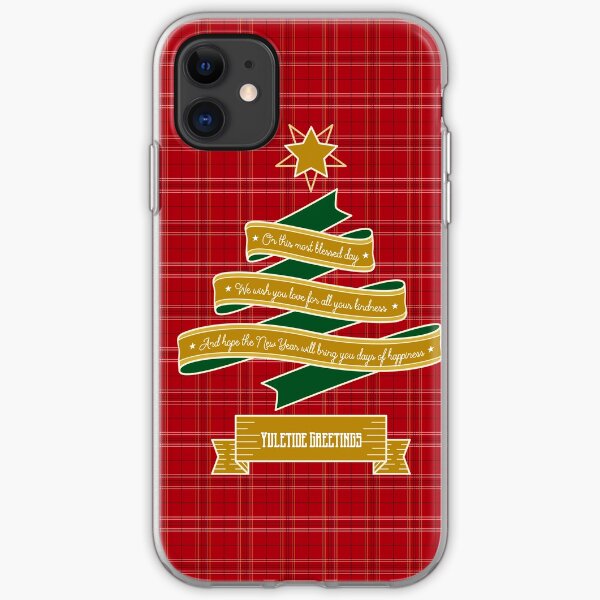 Ribbon Christmas Tree Red Plaid Yuletide Greetings iPhone Soft Case