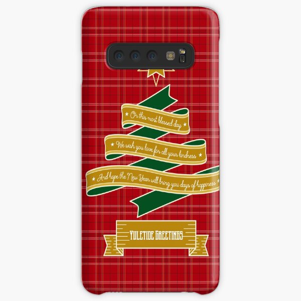 Ribbon Christmas Tree Red Plaid Yuletide Greetings Samsung Galaxy Snap Case