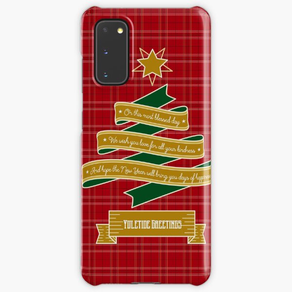 Ribbon Christmas Tree Red Plaid Yuletide Greetings Samsung Galaxy Snap Case