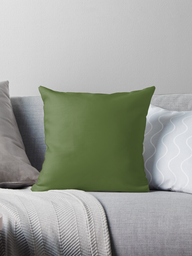 Thumbnail 1 of 4, Pillow, SOLID PLAIN DARK OLIVE GREEN - OVER 100 SHADES OF GREEN ON OZCUSHIONS designed and sold by ozcushions.