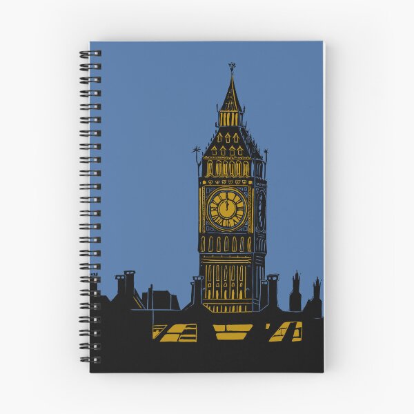 Artikelvorschau, Big Ben London Silhouette Linolschnitt entworfen und verkauft von Maddy Bennett.