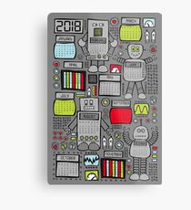 Retro Robots 2018 Calendar Metal Print