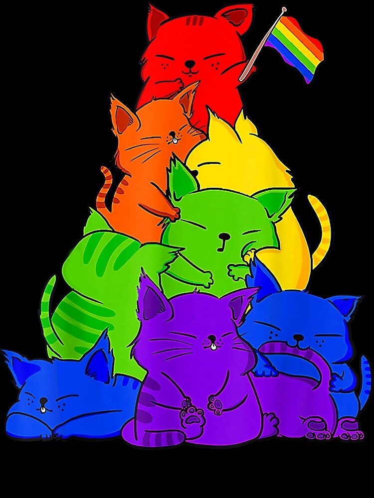 Gay Pride Cat Lgbt Cute Cats Pile Kawaii Anime Rainbow Flag