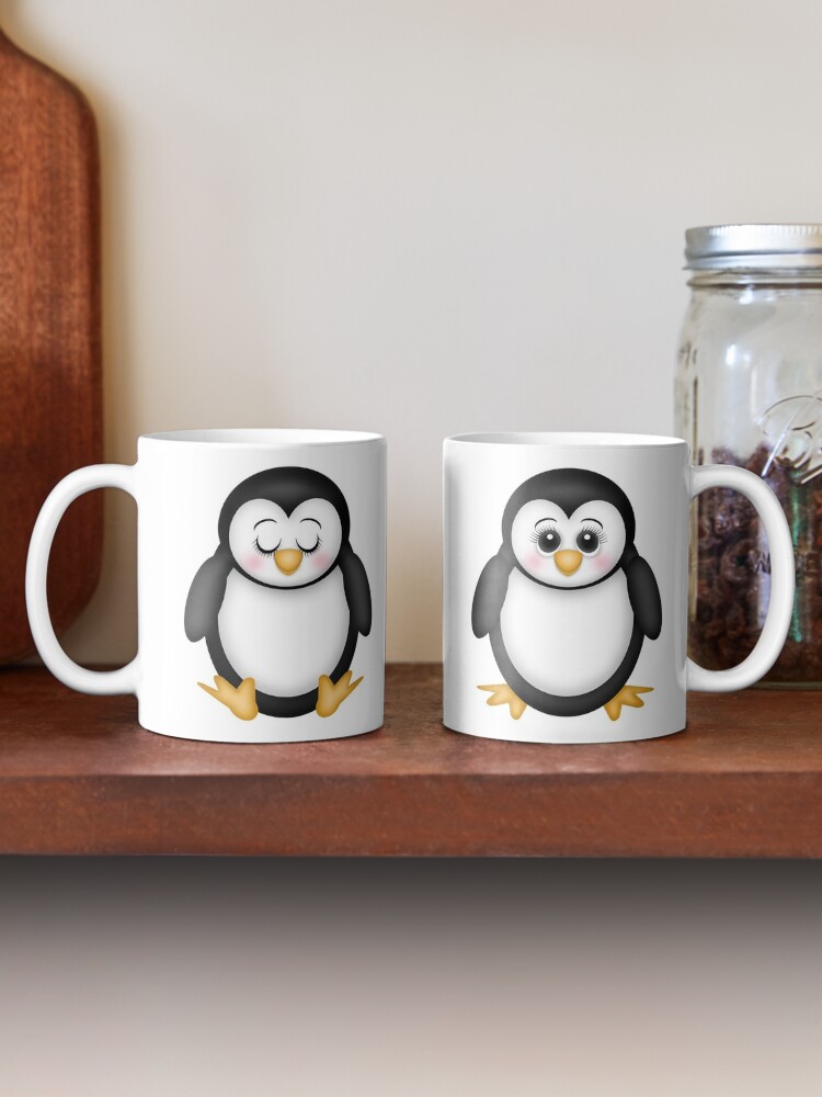 Kaffeebecher for Sale mit Niedlicher 3D-Pinguin von Elsy's Art
