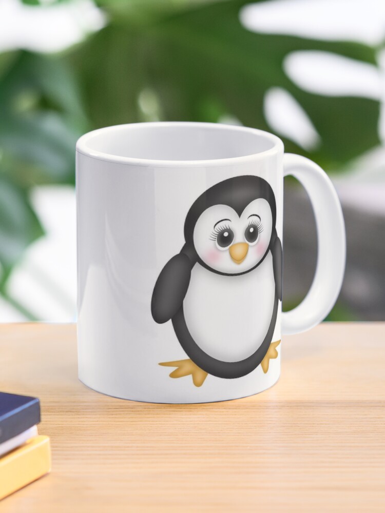 Kaffeebecher for Sale mit Niedlicher 3D-Pinguin von Elsy's Art