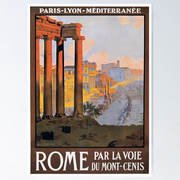 Item preview, 1920 Paris To Rome Train Travel Poster designed and sold by retrographics.