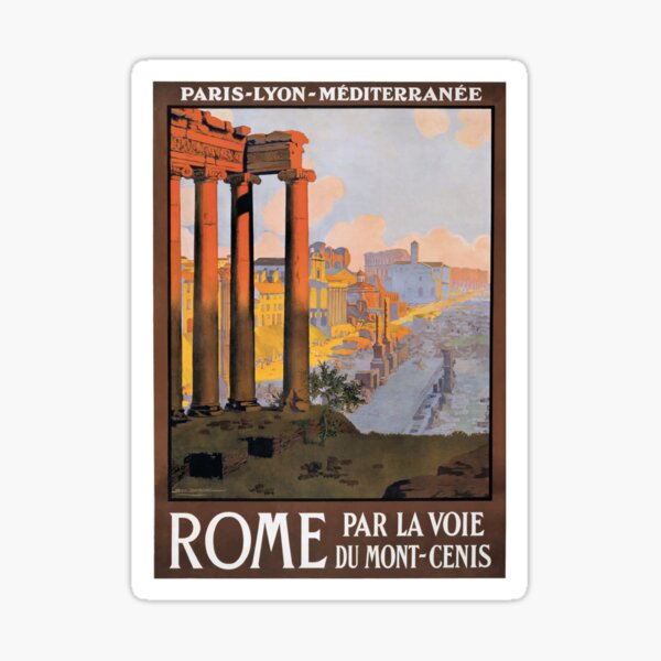 Item preview, 1920 Paris To Rome Train Travel Poster designed and sold by retrographics.