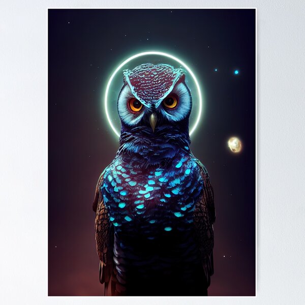 Aperçu de l'œuvre Hibou cosmique bleu - Midjourney créée et vendue par AI1artist.