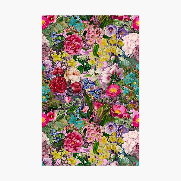 Item preview, Elegant vintage floral purple flowers and roses, botanical pattern, vintage floral illustration, pink flowers design  designed and sold by ZeinabTaha.