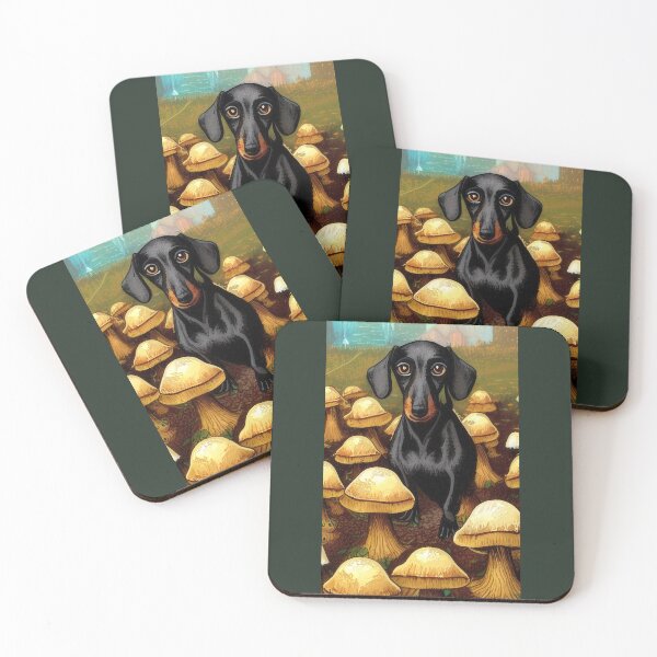 Item preview, Mushrooms & Dachshunds (#01) [Create a set!] designed and sold by SolidEarthArt.