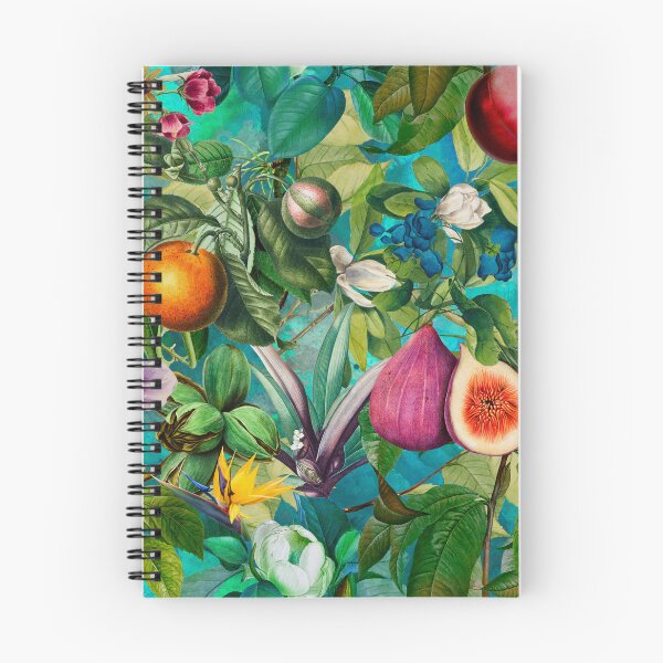 Item preview, Trendy exotic tropical floral leaves and fruits tropical pattern, botanical illustration, turquoise aqua floral illustration designed and sold by ZeinabTaha.