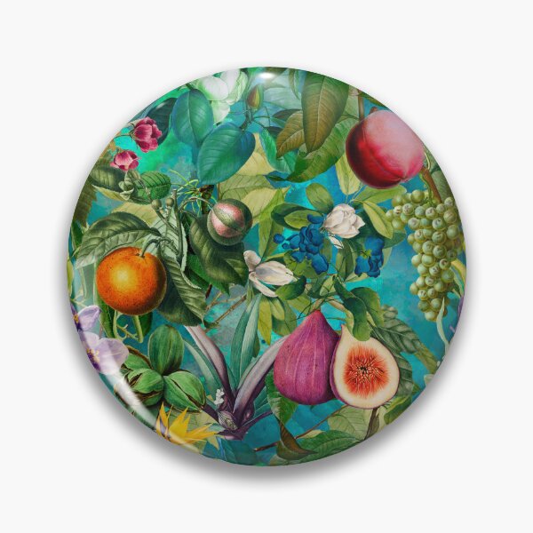 Item preview, Trendy exotic tropical floral leaves and fruits tropical pattern, botanical illustration, turquoise aqua floral illustration   designed and sold by ZeinabTaha.
