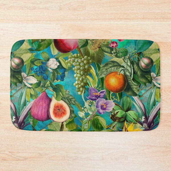 Item preview, Trendy exotic tropical floral leaves and fruits tropical pattern, botanical illustration, turquoise aqua floral illustration   designed and sold by ZeinabTaha.