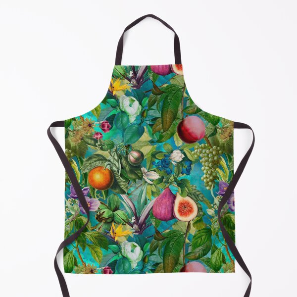 Item preview, Trendy exotic tropical floral leaves and fruits tropical pattern, botanical illustration, turquoise aqua floral illustration designed and sold by ZeinabTaha.