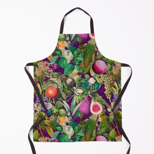Item preview, Trendy exotic tropical floral leaves and fruits tropical pattern, botanical illustration, dark purple floral illustration   designed and sold by ZeinabTaha.