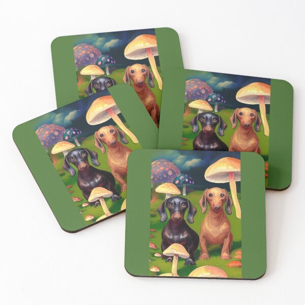 Item preview, Mushrooms & Dachshunds (#05) [Create a set!] designed and sold by SolidEarthArt.