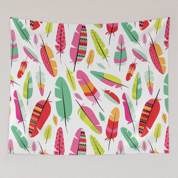 Artikelvorschau, Tropical Feathers Tribal - White entworfen und verkauft von Rainbows Galore.