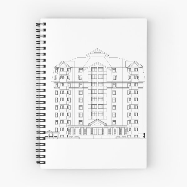 Item preview, Multistory building facades, detailed architectural technical drawing, vector blueprint designed and sold by Familyshmot.