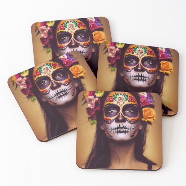 Item preview,  Dia De Los Muertos The Day Of The Dead – Portrait Of A Beautiful Calavera Woman With Painted Sugar Skull Mask On The Face designed and sold by MadeByRobots.