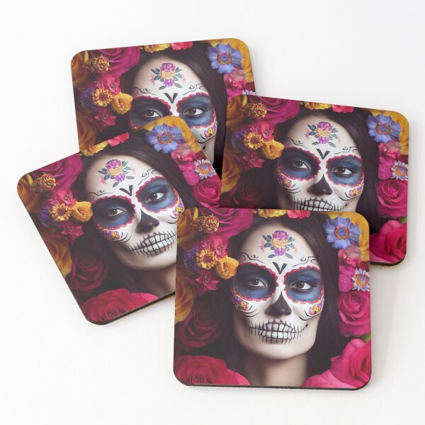 Item preview, Dia De Los Muertos The Day Of The Dead – Portrait Of A Beautiful Calavera Woman With Painted Sugar Skull Mask On The Face designed and sold by MadeByRobots.