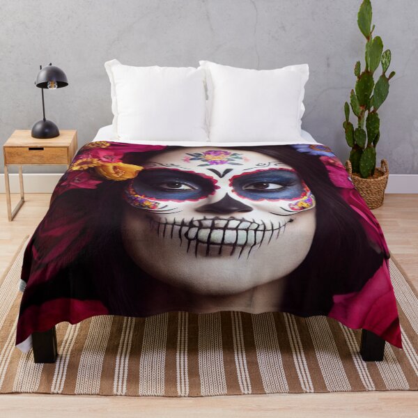 Item preview, Dia De Los Muertos The Day Of The Dead – Portrait Of A Beautiful Calavera Woman With Painted Sugar Skull Mask On The Face designed and sold by MadeByRobots.