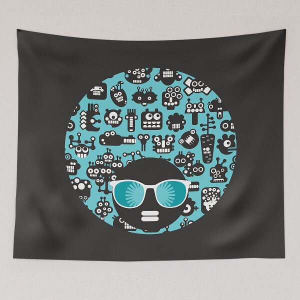 Item preview, Robots faces blue designed and sold by Ekaterina Panova.