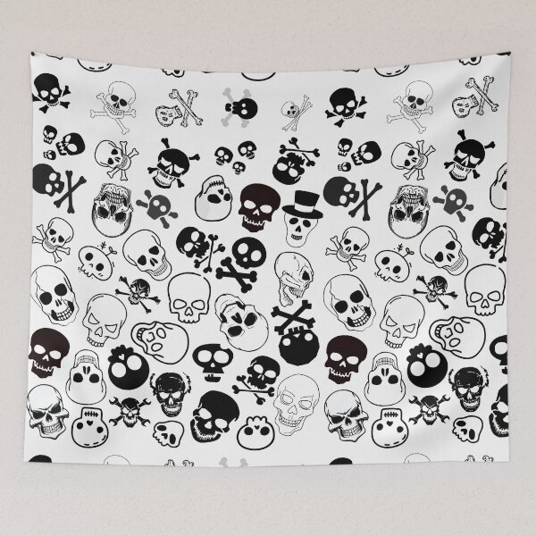 Item preview, Happy Halloween Scary Black & White Skull Skeleton Design designed and sold by WBP Mart.