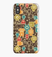 Robots on brown iPhone Case