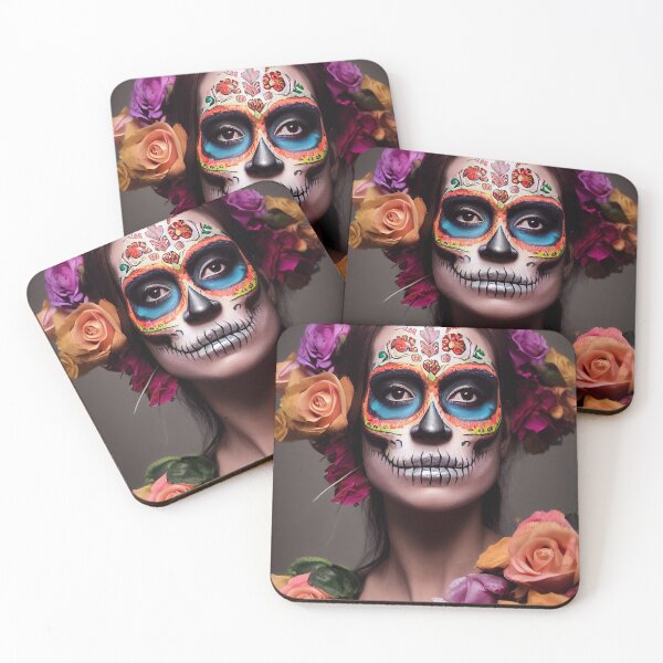 Item preview, Dia De Los Muertos The Day Of The Dead – Portrait Of A Beautiful Calavera Woman With Painted Sugar Skull Mask On The Face designed and sold by MadeByRobots.