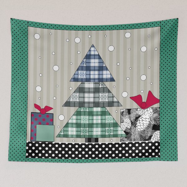 Item preview, Christmas pattern, applique,patchwork, rustic designed and sold by fuzzyfox.