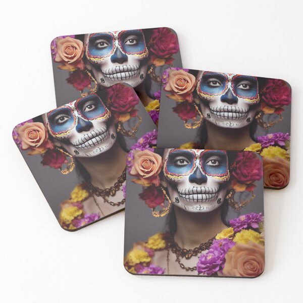 Item preview, Dia De Los Muertos The Day Of The Dead – Portrait Of A Beautiful Calavera Woman With Painted Sugar Skull Mask On The Face designed and sold by MadeByRobots.