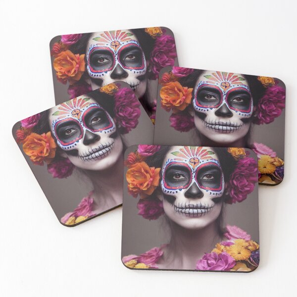 Item preview, Dia De Los Muertos The Day Of The Dead – Portrait Of A Beautiful Calavera Woman With Painted Sugar Skull Mask On The Face designed and sold by MadeByRobots.