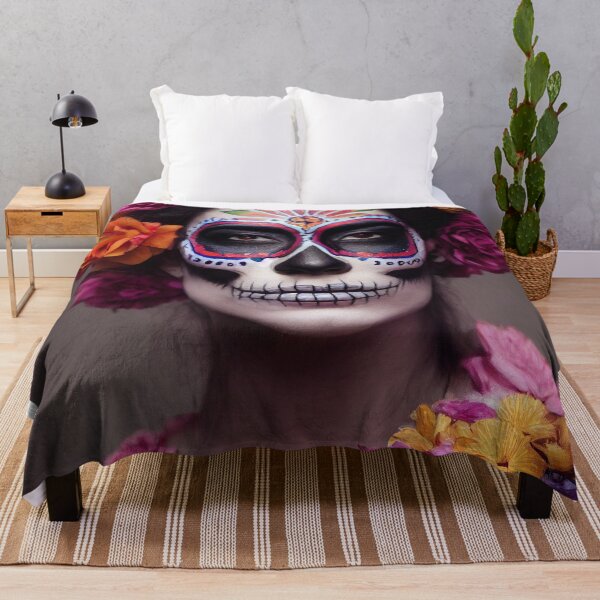 Item preview, Dia De Los Muertos The Day Of The Dead – Portrait Of A Beautiful Calavera Woman With Painted Sugar Skull Mask On The Face designed and sold by MadeByRobots.