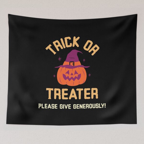 Item preview, Trick or Treater - please give generously! Halloween night pumpkin & witches hat. designed and sold by InsultTees.