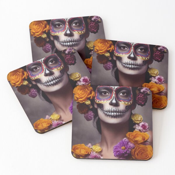 Item preview, Dia De Los Muertos The Day Of The Dead – Portrait Of A Beautiful Calavera Woman With Painted Sugar Skull Mask On The Face designed and sold by MadeByRobots.