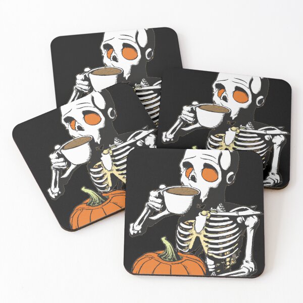 Item preview, skeleton drinks coffee - spooky seasons designed and sold by kozetin.